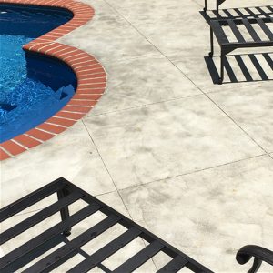 pool deck with stained concrete