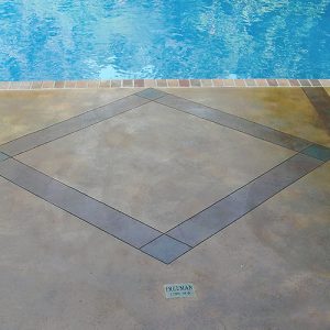 diamond etching accent on a pool deck